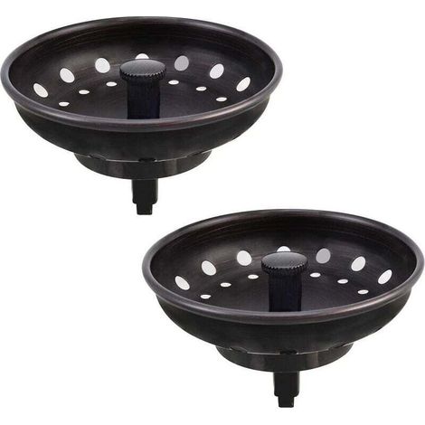 noire 2 pièces Bouchon d'évier à tête plate américaine filtre d'évier en acier inoxydable, accessoires de vidange d'évier de cuisine (1/4)