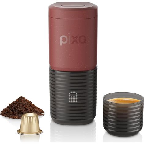 Machine à café électrique et portable, avec 4 types de café et chauffage rapide, batterie 3 x 3000 mAh, machine à expresso portable de 20 bars pour café moulu et capsule (rouge tuscan) (1/5)