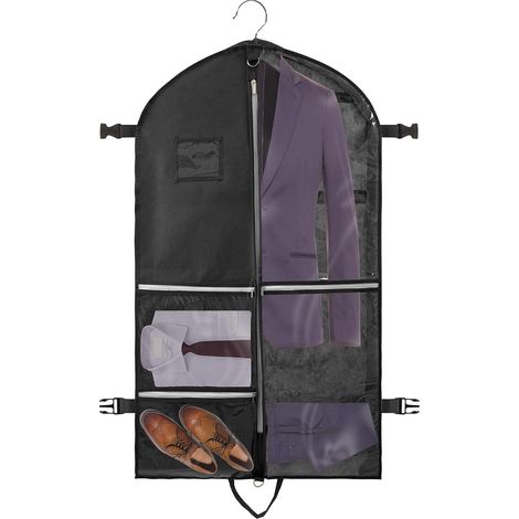 Sollbry Sac pour costume-Pliable,4poches,poignée transport et boucles-Sac à vêtements pour manteau-100x60cm,Housse Costume Homme pour Voyage,Pliable Housses (1/5)