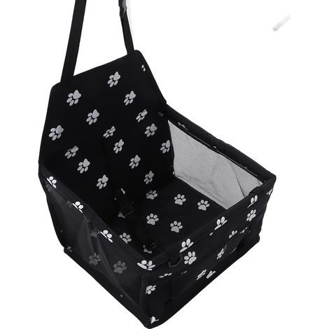 Siège auto pour animaux de compagnie imperméable, respirant et antidérapant avec laisse de sécurité intégrée, panier pour chien, chiot ou chat noir (1/5)