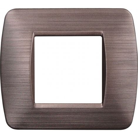 Placca serie Space, 2 moduli, plastica satinata, bronzo, compatibile con serie BTicino Living - Ettroit LN85210
