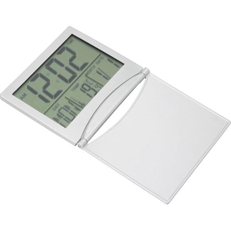 Réveil électronique compact de bureau pliable avec calendrier, minuteur et fonction température, idéal pour les voyages. (1/5)