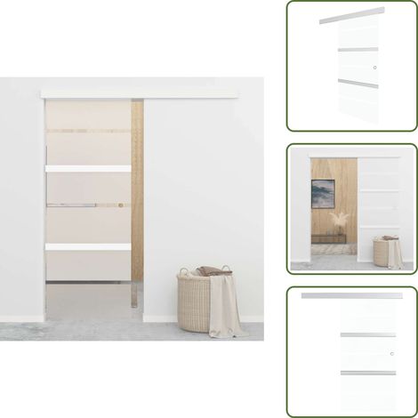 Porte coulissante Verre ESG et aluminium 76x212 cm Argenté - Portes Coulissantes - Porte Vitrée - Porte Moderne - Porte Élégante - Ouverture Peu Encombrante (1/5)
