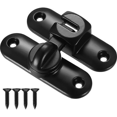 Verrou Porte Interieure, Serrure Porte Coulissante, Loquet Porte, Verrou de Porte pour Portes Coulissantes 90/180 Degrés, Verrou de Sécurité pour Porte de Grange Fenêtre Armoire Jardin, Noir (1/5)