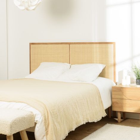 SYA - Tête de lit en rotin naturel et chêne massif pour lits 140/160cm (1/5)