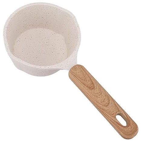 Casserole à Lait de 10 Cm avec Rebord Verseur, Petite Casserole Blanche en Acier Inoxydable pour Chauffer, Faire Mousser et Cuire des Sauces Délicates (1/5)