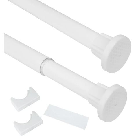 1 Pièces 110-200cm Φ25mm Tringle Rideau en Inox sans Percage Blanc (1/5)