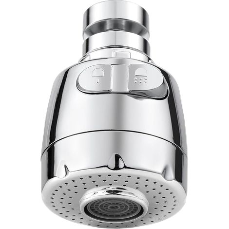 360° drehbarer Wasserhahn-Luftsprudler, Küchenarmatur-Düse, Spülbecken-Luftsprudler mit verstellbarem Filterkopf, 2 Modi, Wasserhahn-Luftsprudler, Zerstäuber, Küchenarmatur-Aufsatz, Silber