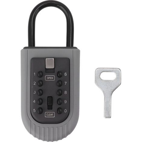 Caja de seguridad, caja fuerte para llaves con tapa de goma extraíble, código de acceso con capacidad para 10 llaves, antirrobo para coche. (1/5)
