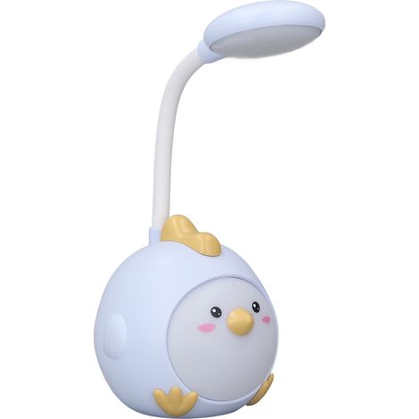 Lampe de bureau LED bleue, ajustable 360°, rechargeable USB, lumière douce pour étudiant, veilleuse de table pour maison et dortoir. (1/5)