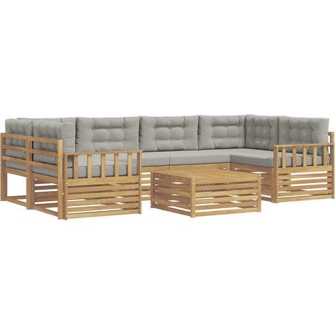 Set di divani da esterno 7 pz 6-Posti Bianco e Grigio Chiaro vidaXL (1/5)