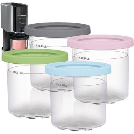 Creami Tubs pour Ninja Creami Lot de 4 récipients à pinte réutilisables avec couvercles pour machine à crème glacée Ninja NC299AMZ et NC300s pour machine à crème glacée Ninja (1/5)