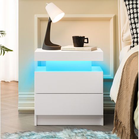 Schrank LED Nachttisch mit 2 Schubladen OKMYHOME (1/5)