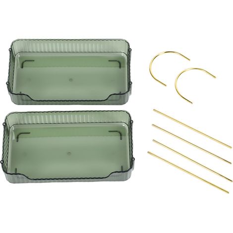 Organisateur maquillage PET métal comptoir salle bain – Étagère stockage parfum soins chambre vanité vert tige dorée 2 niveaux, organisation (1/4)