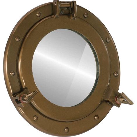 Bullaugen-Spiegel Wandmontage Ø30 cm Aluminium und Glas (1/5)