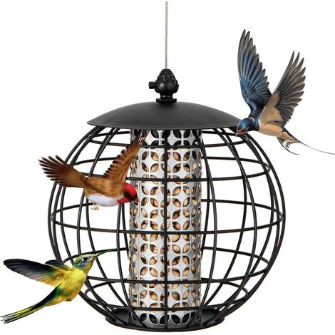 Outdoor Hanging Squirrel-Proof Bird Feeder Caged Seed Metal Wild Bird Feeder (1/5)