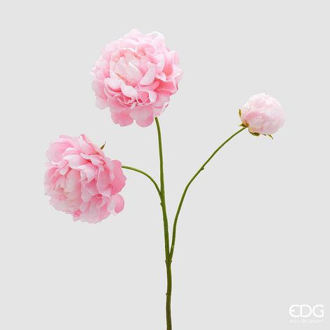 EDG Enzo De Gasperi Peonia Ramo x3 con H 67 Cm Pianta Artificiale Colore Rosa Scuro