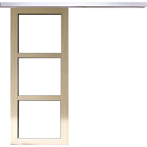 Porta scorrevole in legno Ayous Vetro trasparente H204 x L73 + Binario in alluminio