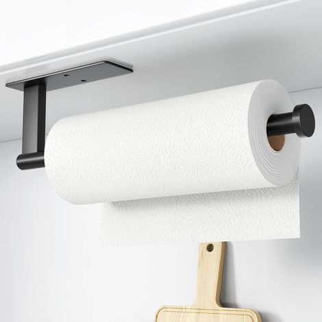 Porte-rouleau de papier essuie-tout à fixer sous les placards - Autocollant, support mural pour rouleau de cuisine, crochet pour serviettes pour l'organisation et le rangement-AquaForge (1/5)