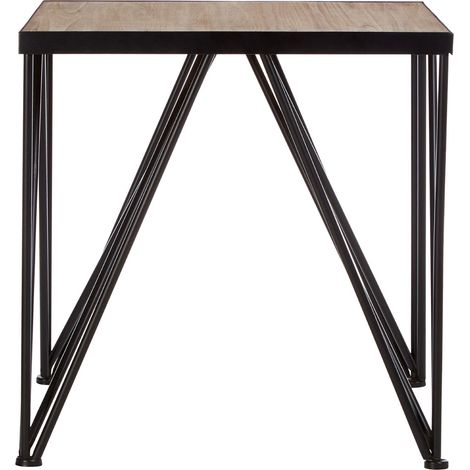 Interiors by Premier Square Side Table, Wood Metal Side Table, Industrial Side Table, Wood Top Side Table, Black Iron Side Table (1/5)