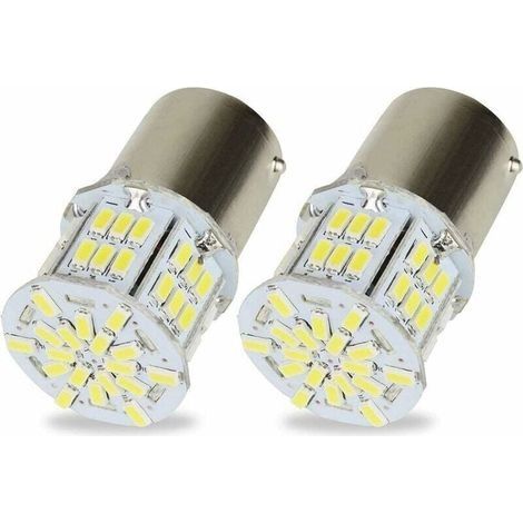 2Pcs Ampoules 1156 BA15S P21W LED Lampe 3014 54SMD Super Brillant Blanche pour Voiture Auto Feu Arrière Les Clignotants Lampe Feux de Recul 12V 6500K (1/4)