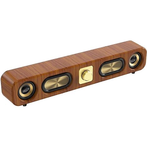 Wooden Bluetooth Enceintes Portable Son Bar HiFi Stéréo Carte Maison Ordinateur Bureau sans Fil Son FM Radio Subwoofer (1/5)