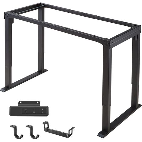 VEVOR Estructura de Mesa Elevable de 4 Patas, Doble Motor, Altura Ajustable 70-117cm, Marco de Escritorio Elevable Electrico, 4 Ajustes, Patas de Mesa con Control Inteligente para Oficina Hogar, Negro (1/5)