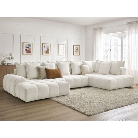 Bobochic – Canapé panoramique convertible coffre EVEREST 6 places – Tissu chiné – Longueur 423 cm – Largeur 212 cm – Confort moelleux (1/5)