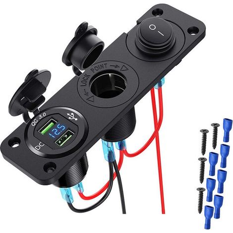 12V Built-in USB Socket, 12V Cigarette Lighter Socket, QC 3.0 12V Dual USB Charger, Cigarette Lighter Socket Panel (1/5)