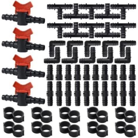 54 Pièces Kit de Raccords D'irrigation pour Tubes 16mm, Connecteur de Tuyau D'irrigation, pour Jardins Systèmes D'irrigation Agricoles (1/5)