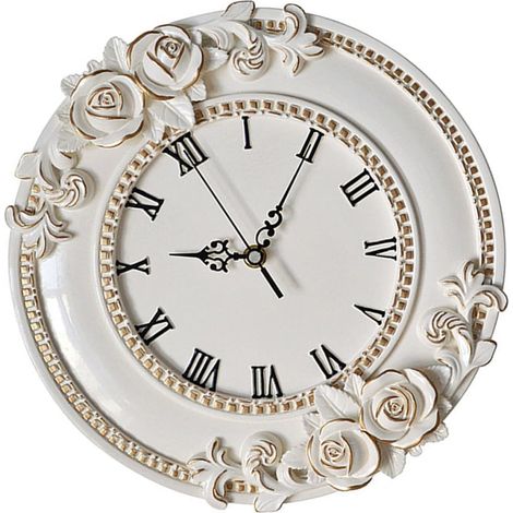 Horloge Murale Silencieuse en Résine Blanche, Design Créatif et Délicat, pour Salon ou Chambre, sans Bruit de Mécanisme, Décoration Moderne (1/5)