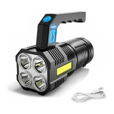 Extrem leistungsstarke, wiederaufladbare COB-LED-Taschenlampe, wasserdichte Arbeitsleuchte mit 4 Modi, tragbare Notfall-Taschenlampe zum Wandern, Angeln und Campen [Energieklasse A] (1/4)