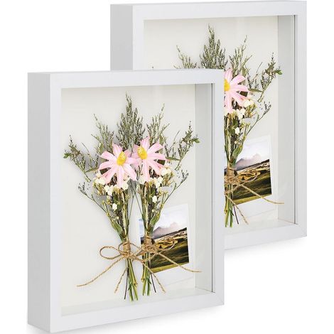 Bilderrahmen 3D Objektrahmen 15x20cm Echtglas Tisch Weiß 2er 15x20 cm (1/5)