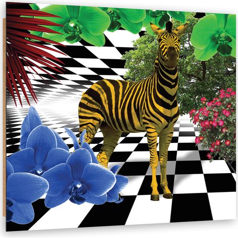 Quadro deco panel, Animali colorati di natura zebra - 60x60 (1/5)