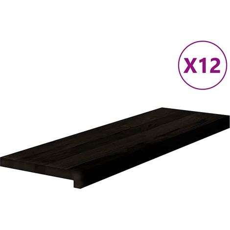 Marches d'escalier 12 pcs marron foncé 80x30x2 cm chêne massif (1/5)