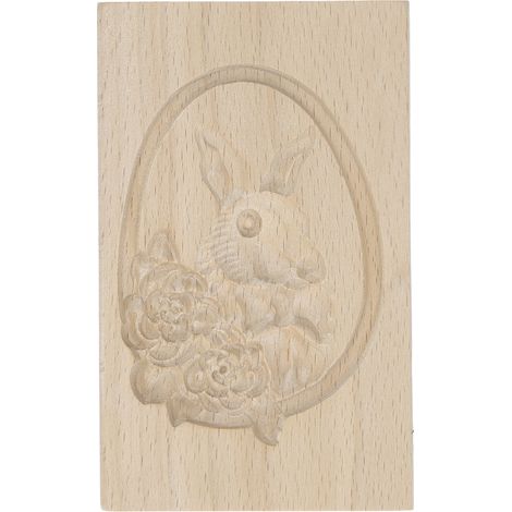 Moule à biscuit en bois de hêtre facile à démouler réutilisable lavable tampon presse gravé pour cuisine maison pâtisserie lapin et fleur (1/5)