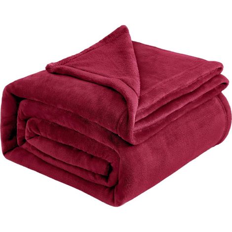 Couverture de canapé moelleuse et douce (1 pièce) - Couverture de canapé douce, chaude et légère pour canapé/lit/fauteuil, couverture en flanelle polaire, 45 x 65 cm, bordeaux (1/5)