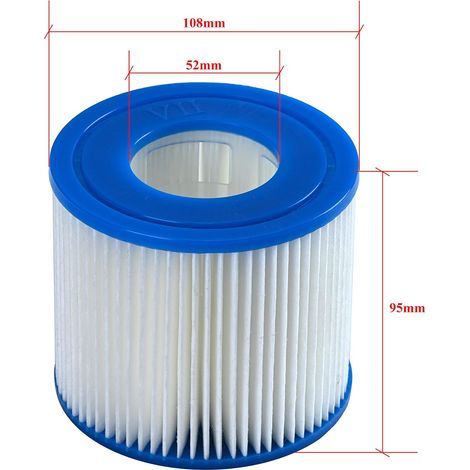 Malaka Filtre pour Spa Gonflable Taille I, II, III, VI Cartouches filtrantes compatibles (2, Taille VII : φ10,8 x 9,5 cm, φ intérieur 5,2 cm) (1/3)
