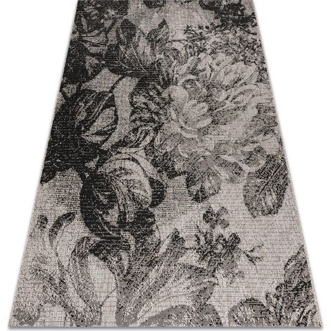 CARPET SIZAL FLOORLUX 20491 FLOWERS silver / black beige 200x290 cm