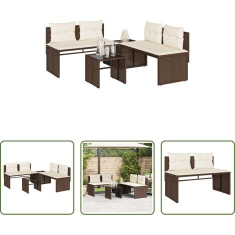 Meuble de jardin - Salon de jardin 4 pcs avec coussins marron résine tressée (1/5)
