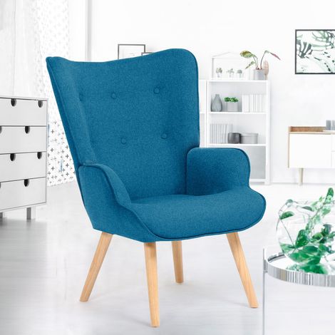 Sillón escandinavo IVAR de tela azul pato