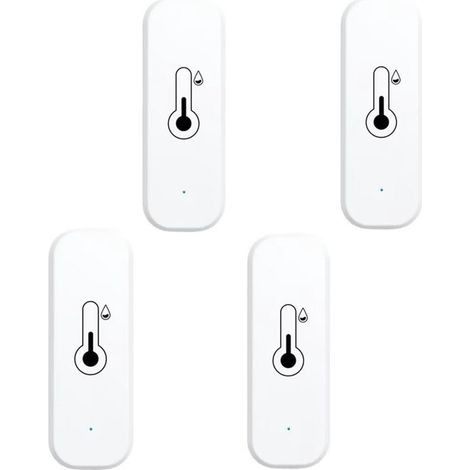 Lot de 4 thermomètres hygromètres Wi-Fi - Mesure température et humidité - Notifications sur application - Surveillance à distance - Station météo connectée (1/5)