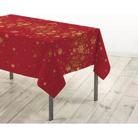 Nappe rectangulaire 150x300 antitache imprimé rouge et doré (1/3)