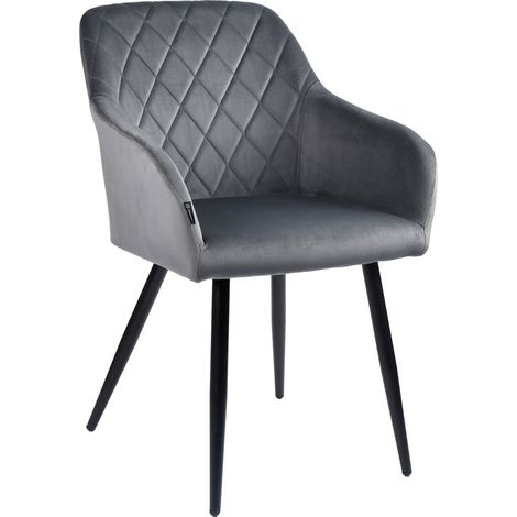 Silla tapizada en terciopelo MILTON, gris oscuro (1/5)
