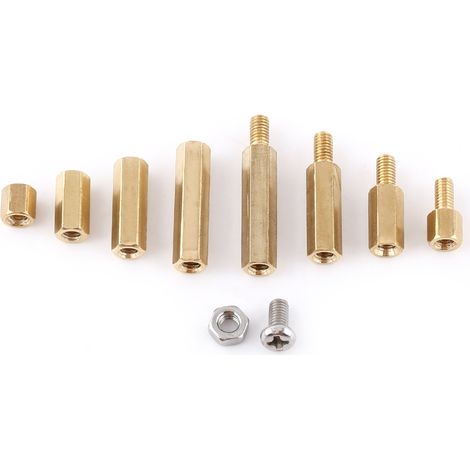Assortiment de vis et écrous à filetage hexagonal en laiton avec boîte (Ensemble B)