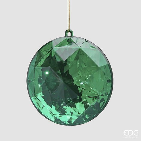EDG Enzo De Gasperi Decoro Diamante Rotondo di Natale da Appendere D 12,5Cm L 6,5 Cm Pp Emerald Green