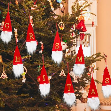 Gnome - Ornament En Peluche Avec Lettre - Décoration Accrochable Pour Arbre De Noël Bureau Maison - Personnalisé Lettre A - Unité (1/5)
