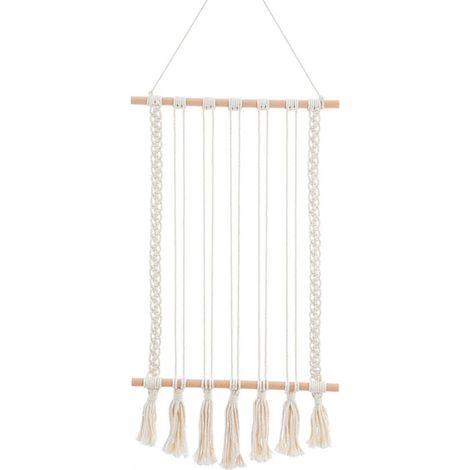 Organisateur Photo Murale - Cordon Macramé avec Support en Bois - Pour Cadres Photos et Cartes - 40 x 68 cm - 1 Pièce (1/5)