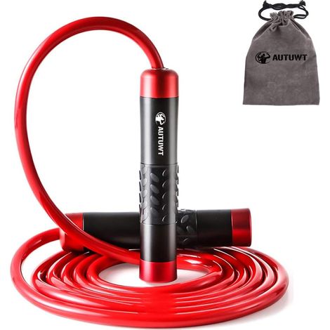 Heavy Jump Rope 1LB, 9MM/3 Meter Adjustable Rope for Training, Crossfit, Fitness, Boxing, MMA, Gym – Ideal Cardio Accessory for Loss, Calorie Burn, Strength Training (Red PVC Rope) (1/5)