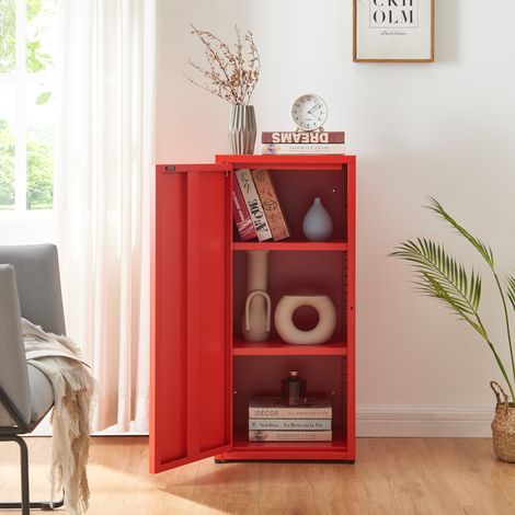 Metallschrank Burlöv Stahl Rot [en.casa]